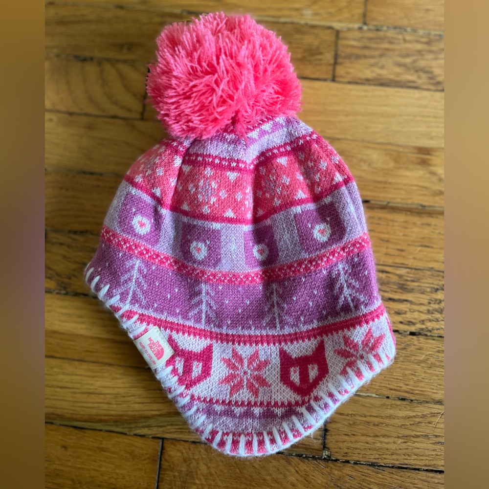 Baby girl North Face Sherpa lined hat